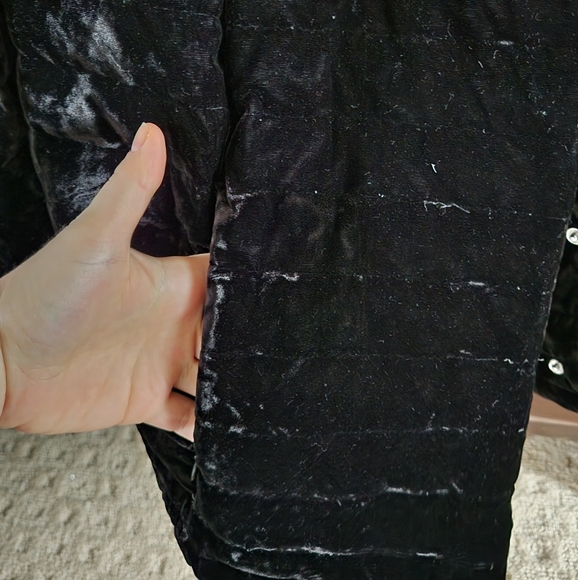 Talbots Quilted Down Filled plush Velvet Puffer Jacket Classy Holidays Black 10 - Picture 8 of 8